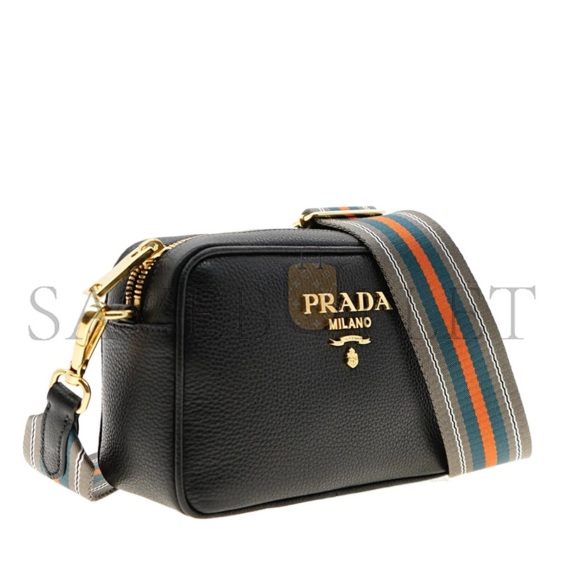 Pra*a milano leather crossbody bag black 1bh082 (22*15*9cm)
